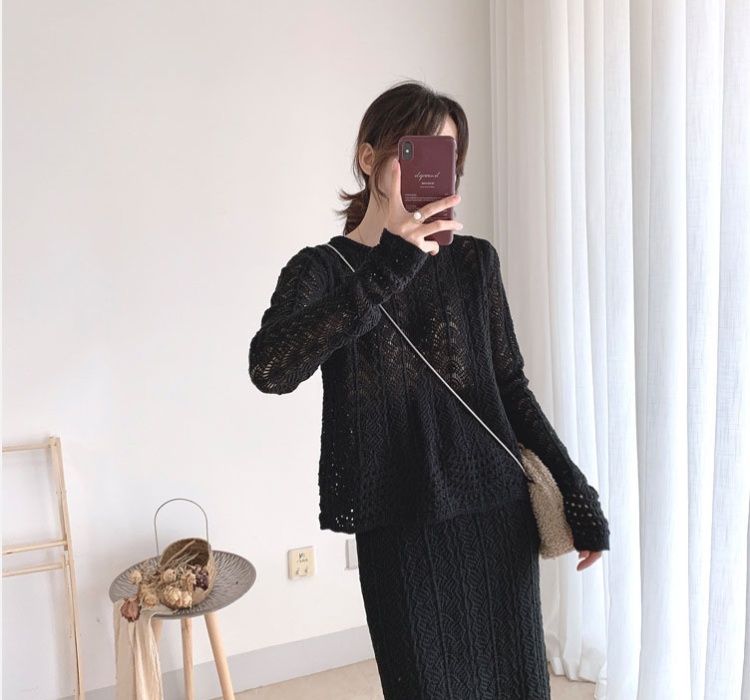 Korean style sweater autumn skirt 2pcs set for women