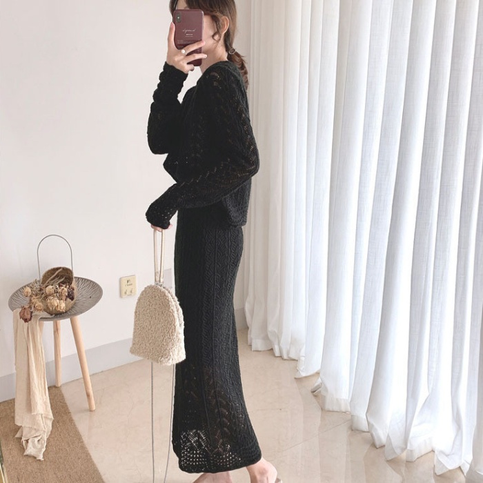 Korean style sweater autumn skirt 2pcs set for women