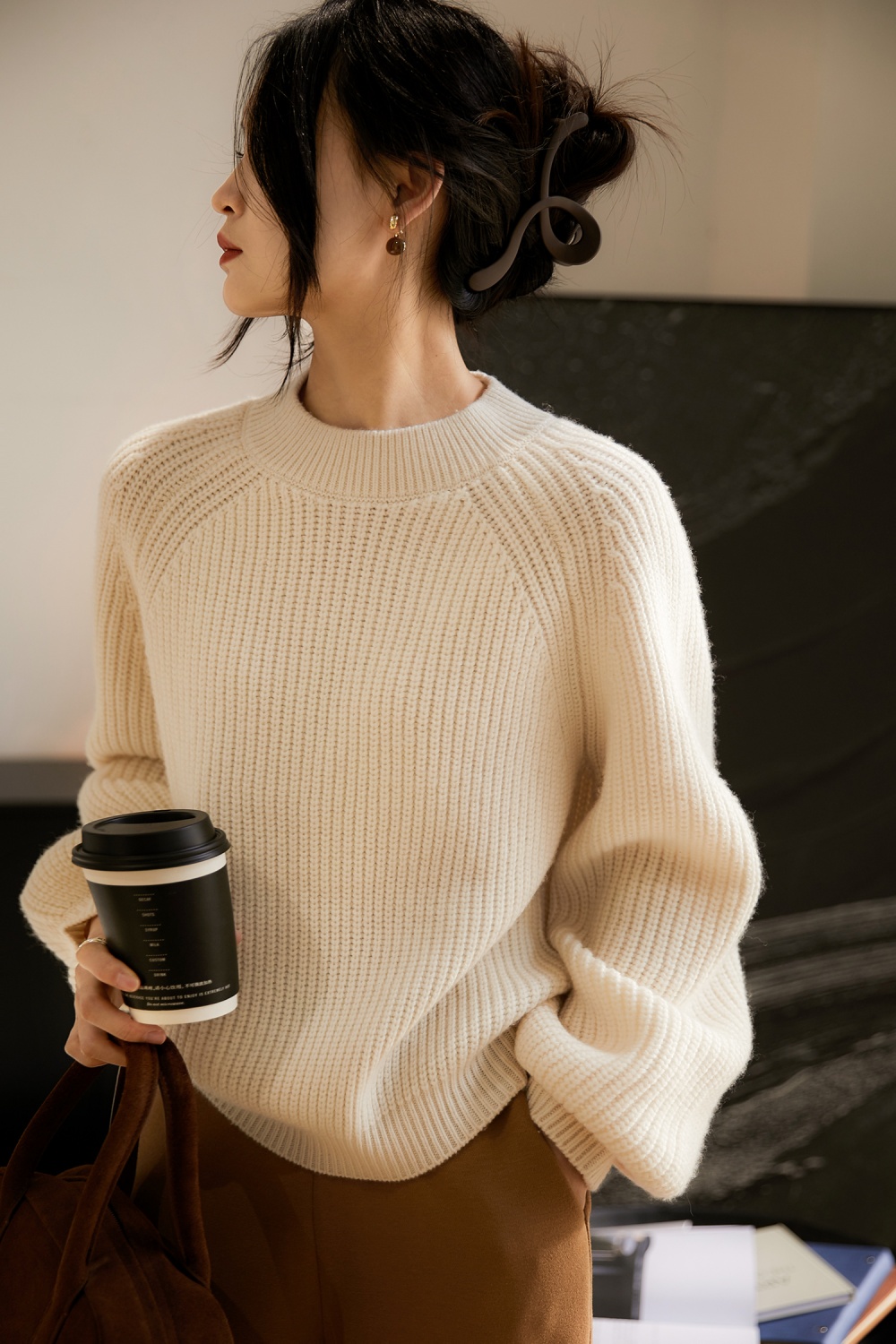 Cashmere lazy knitted wool pullover sweater