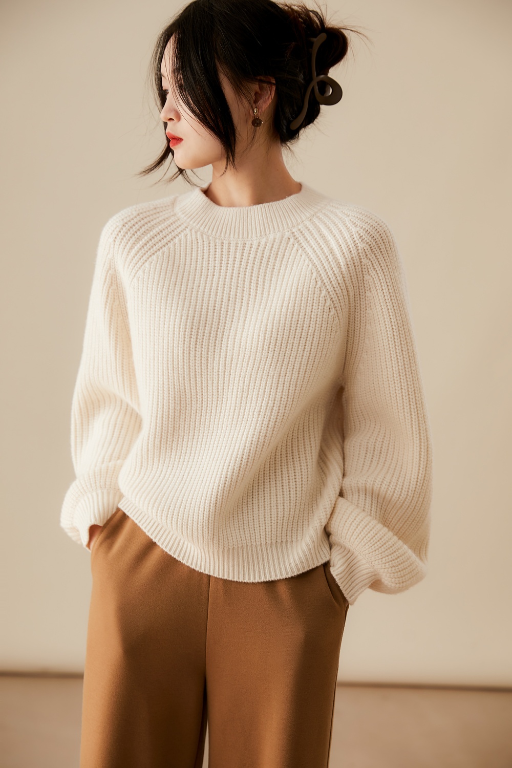 Cashmere lazy knitted wool pullover sweater