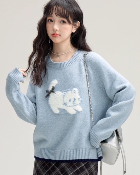 Pullover round neck sweater spring and autumn tops for women