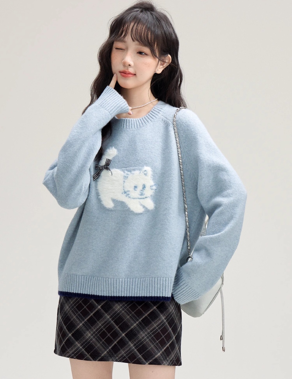 Pullover round neck sweater spring and autumn tops for women