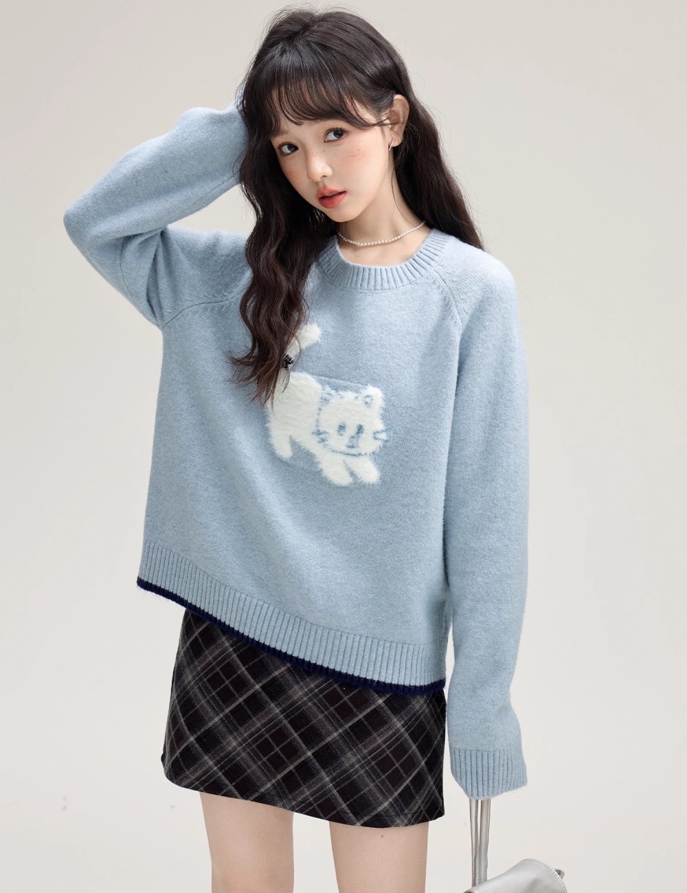 Pullover round neck sweater spring and autumn tops for women