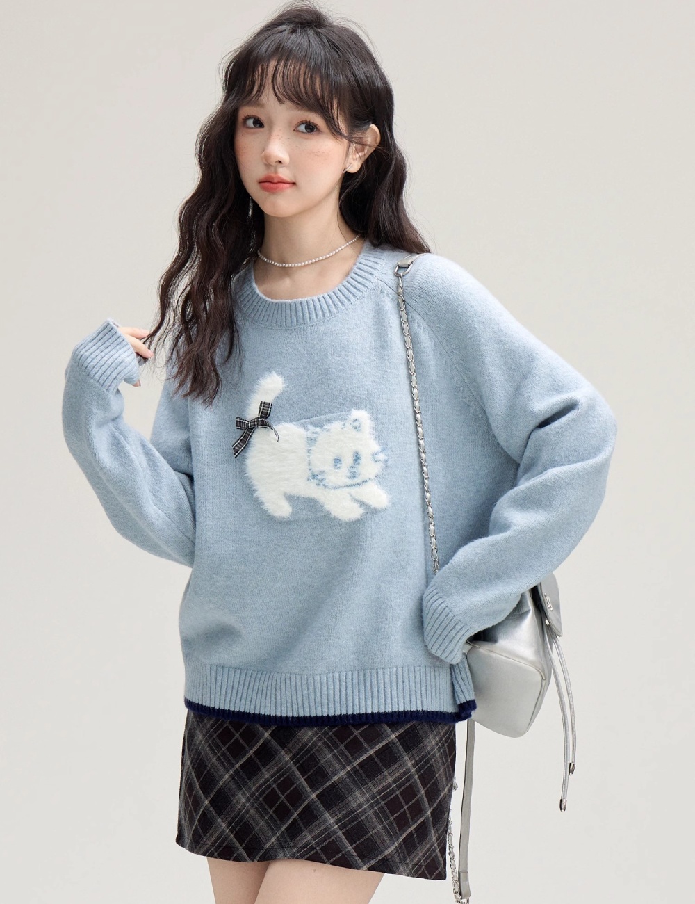 Pullover round neck sweater spring and autumn tops for women