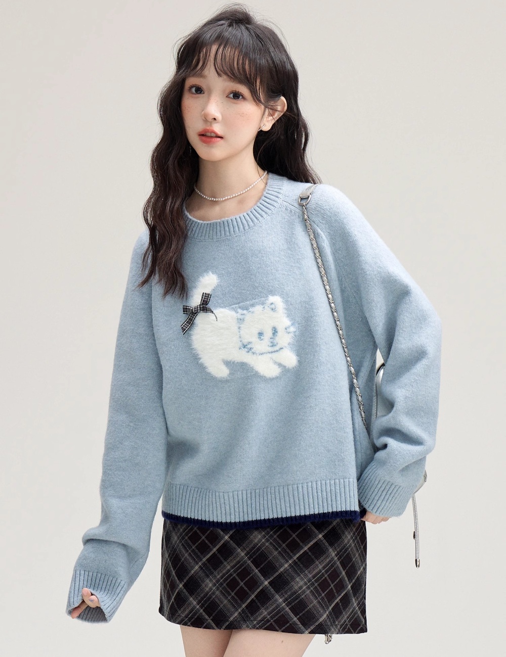 Pullover round neck sweater spring and autumn tops for women