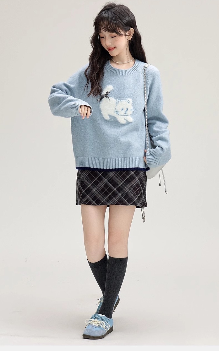 Pullover round neck sweater spring and autumn tops for women