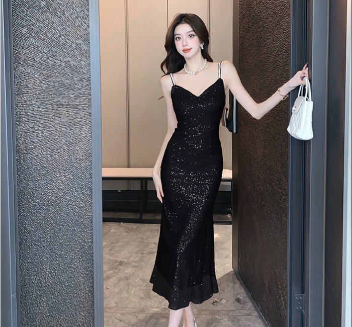 Sequins banquet formal dress chain slim dress