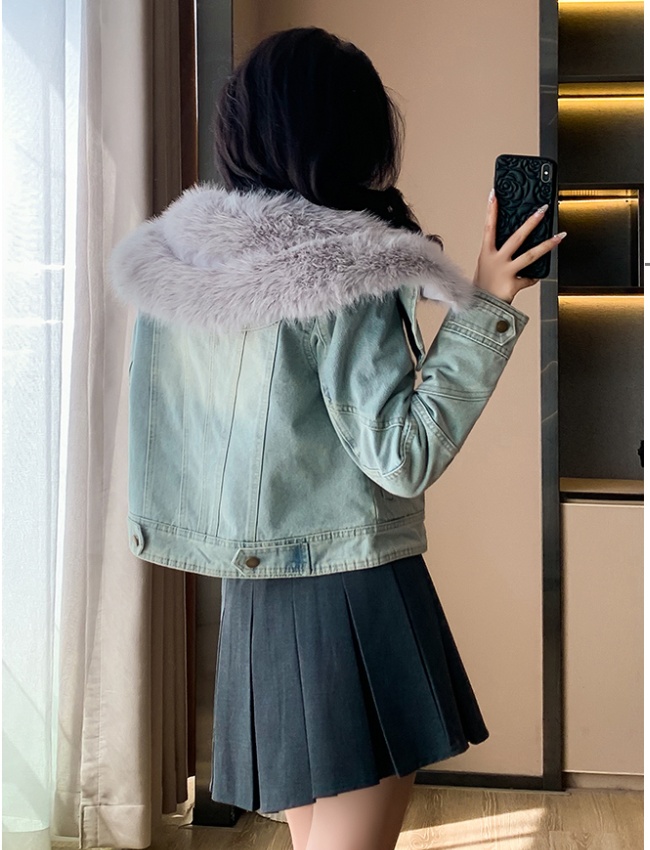 Casual chanelstyle thick coat plus cotton denim cotton coat