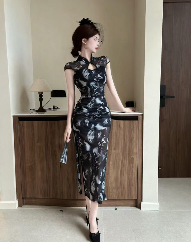 Gauze slim cheongsam sexy light formal dress