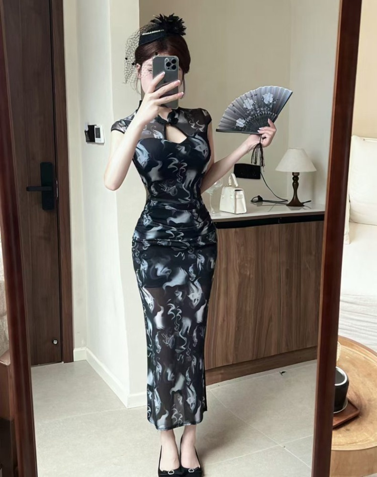 Gauze slim cheongsam sexy light formal dress