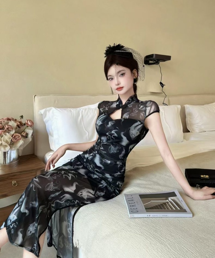 Gauze slim cheongsam sexy light formal dress