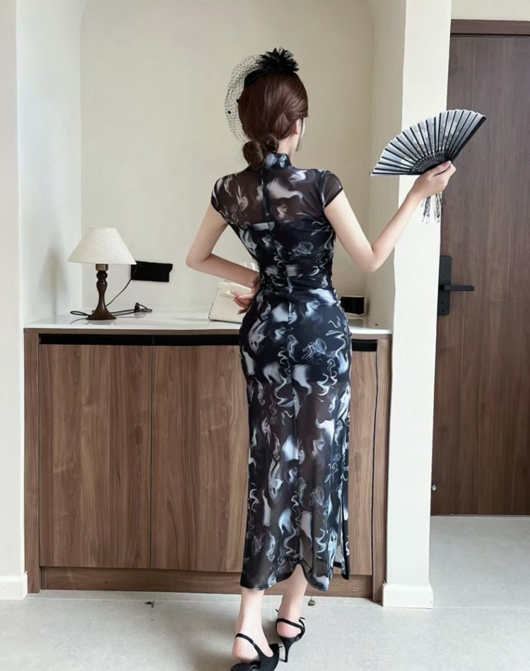 Gauze slim cheongsam sexy light formal dress