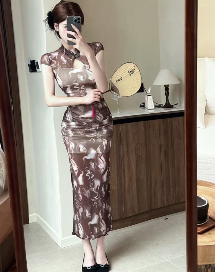 Gauze slim cheongsam sexy light formal dress