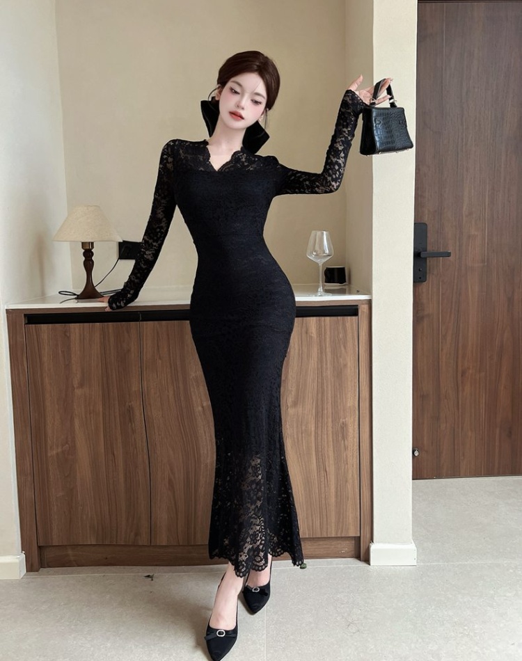 Bottoming package hip long dress lace dress for women