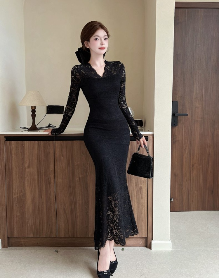 Bottoming package hip long dress lace dress for women