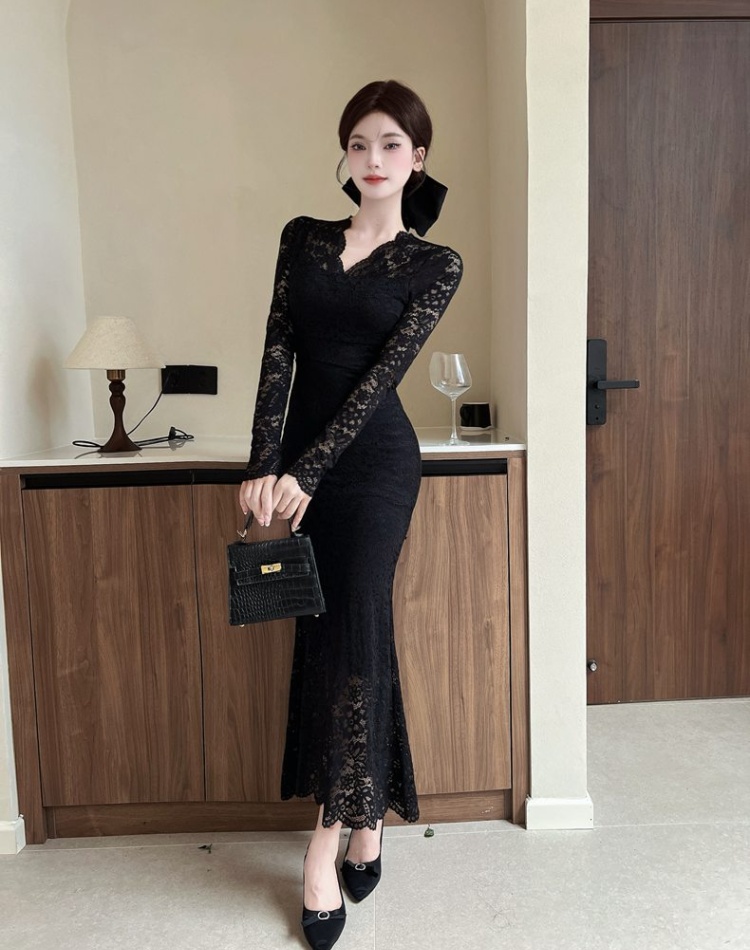 Bottoming package hip long dress lace dress for women