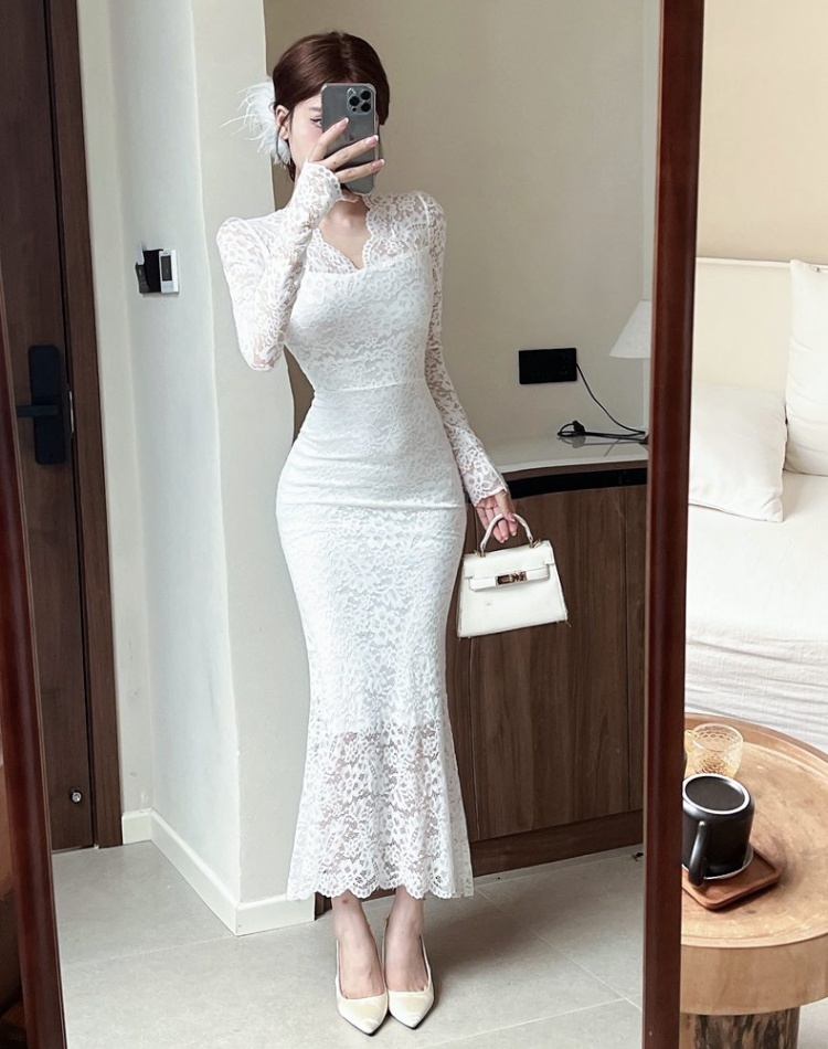 Bottoming package hip long dress lace dress for women