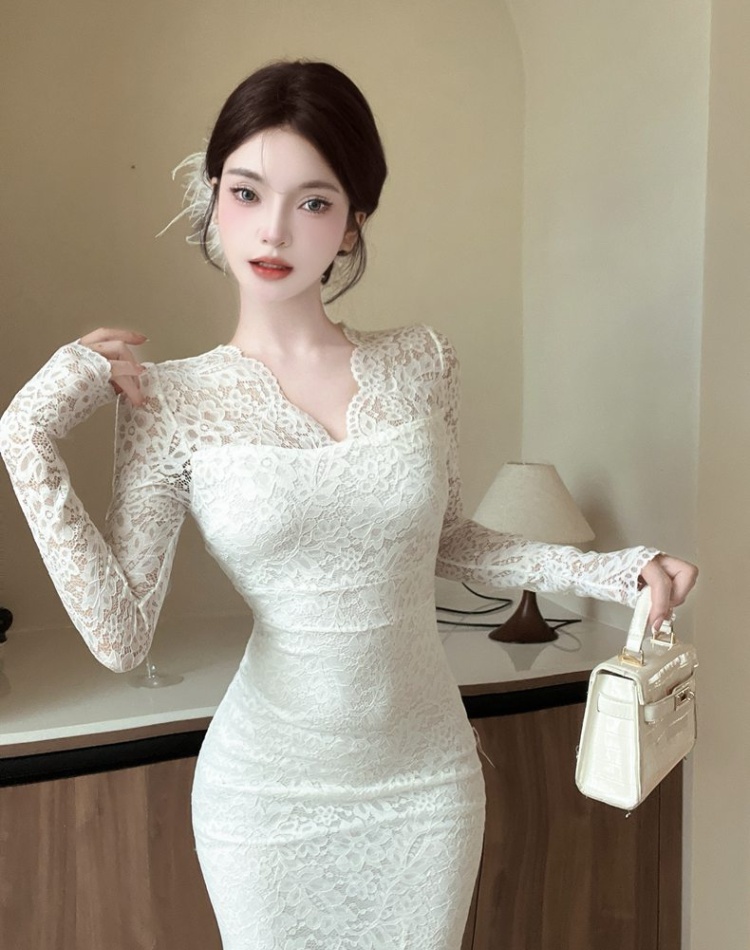 Bottoming package hip long dress lace dress for women