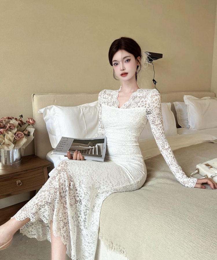 Bottoming package hip long dress lace dress for women