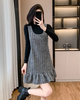 Sweet chanelstyle sweater temperament dress 2pcs set