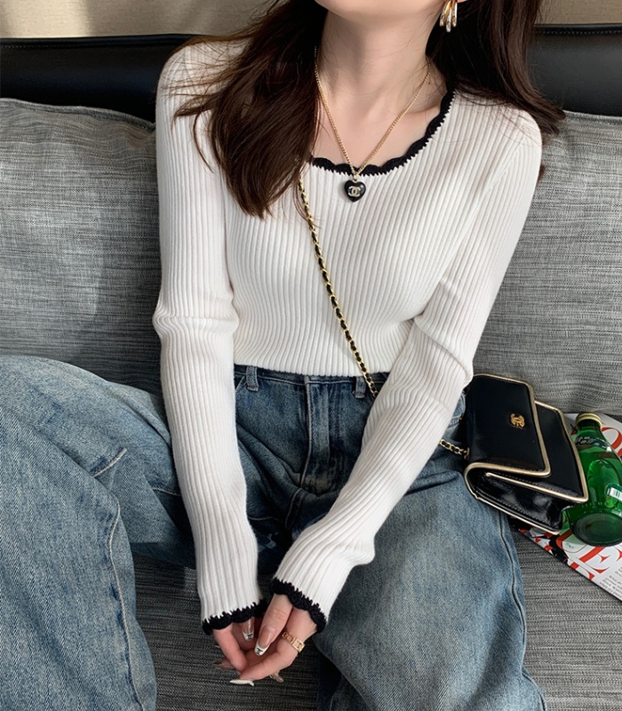 Slim white tops niche mixed colors bottoming shirt