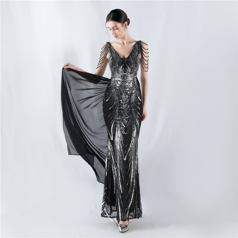 Annual meeting colors evening dress sequins formal dress