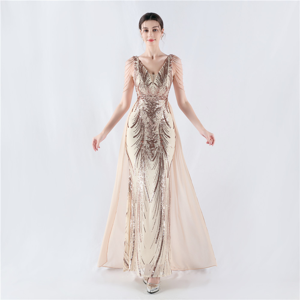 Annual meeting colors evening dress sequins formal dress