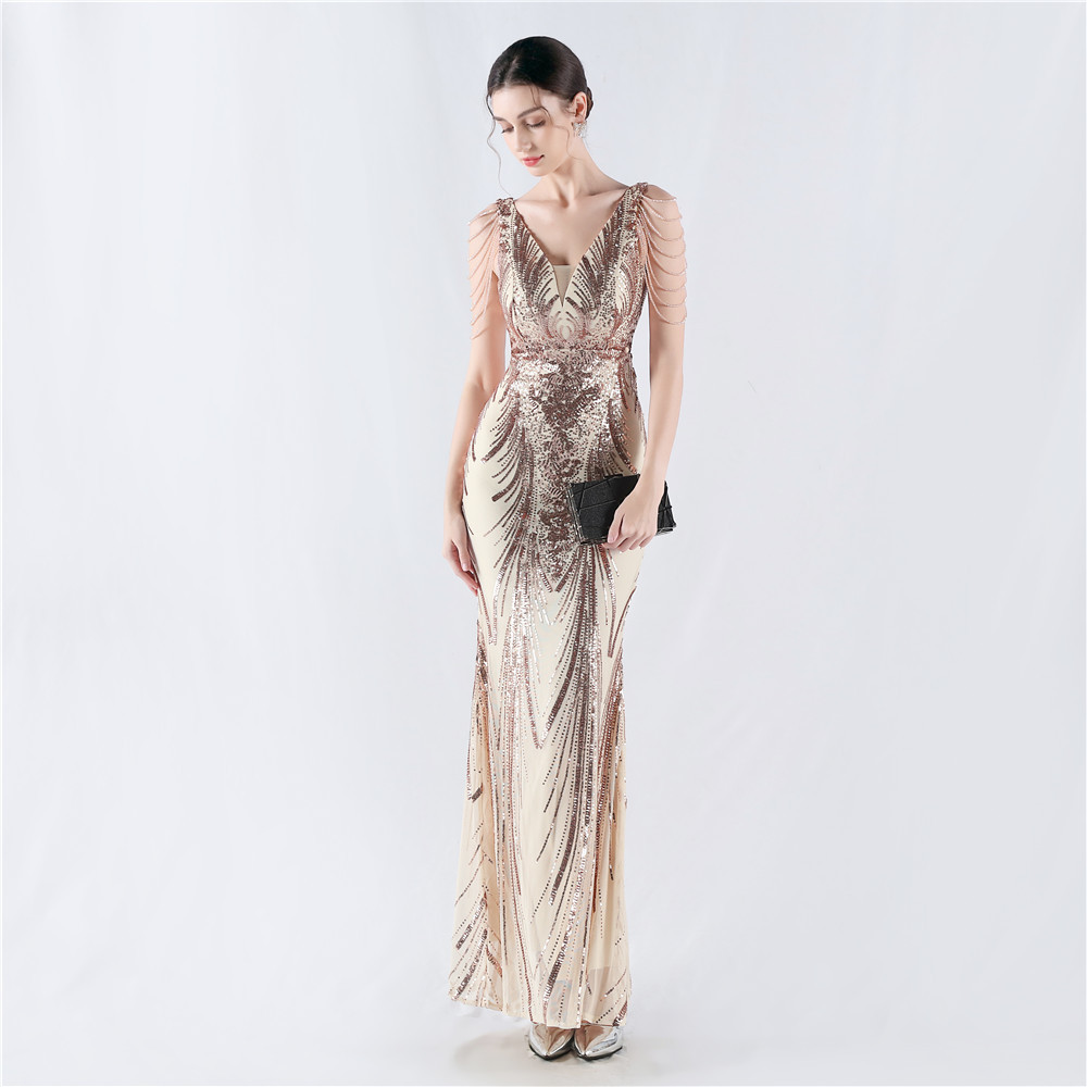 Annual meeting colors evening dress sequins formal dress