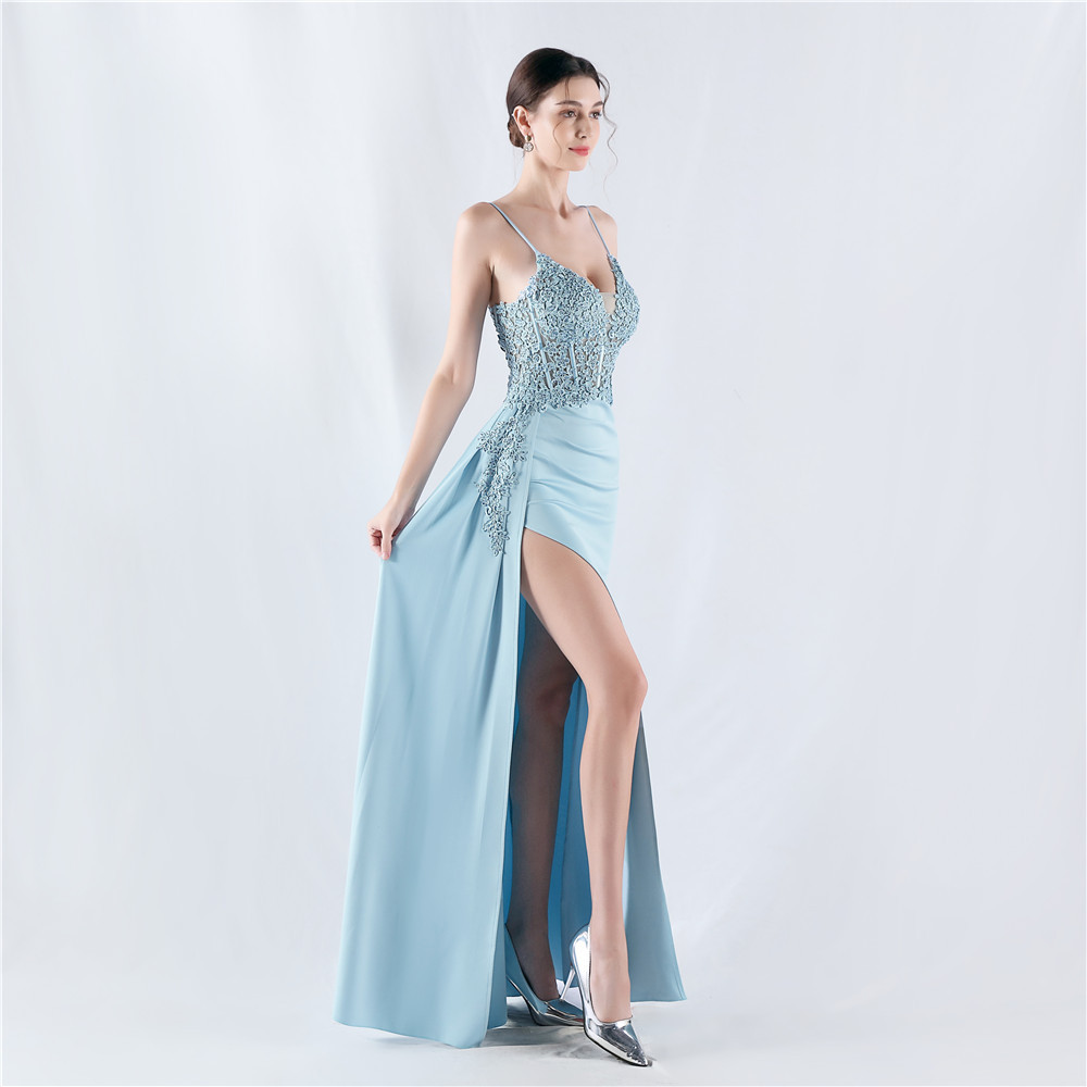 Pinched waist wedding formal dress rhinestone evening dress