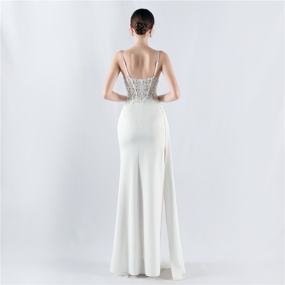 Pinched waist wedding formal dress rhinestone evening dress