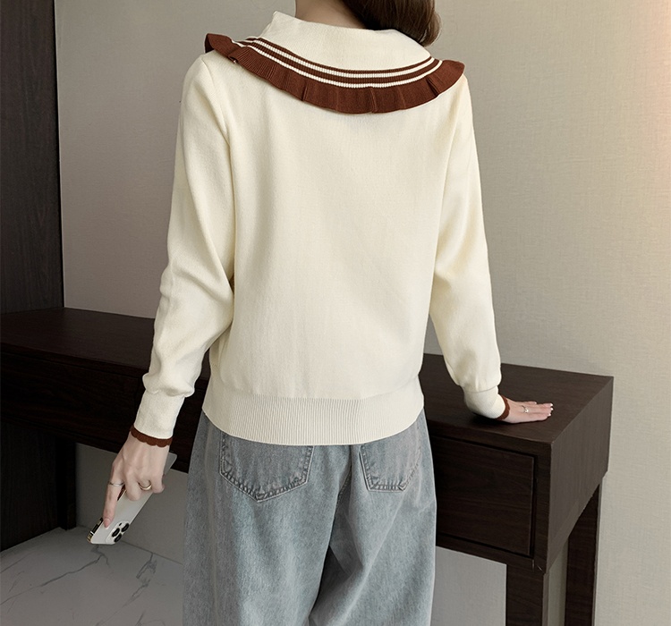 Knitted bow doll collar autumn and winter tops for women