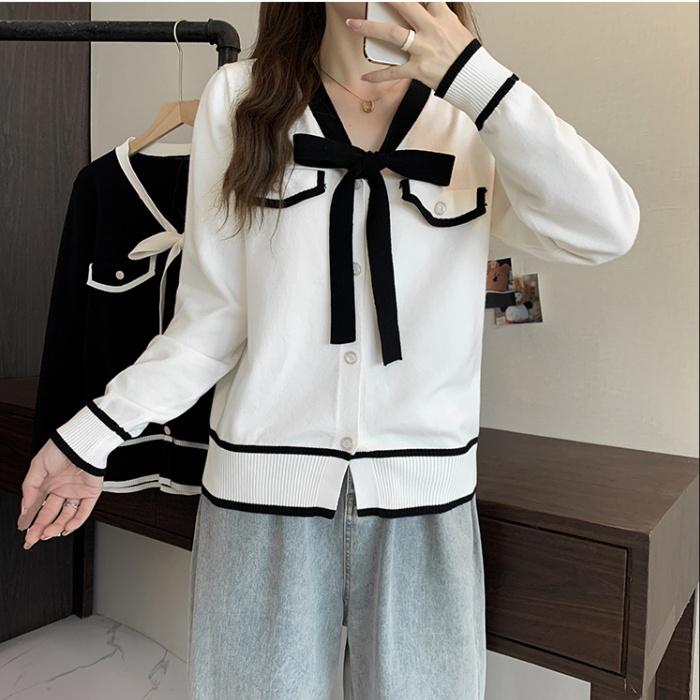 Chanelstyle long sleeve coat bow autumn and winter cardigan