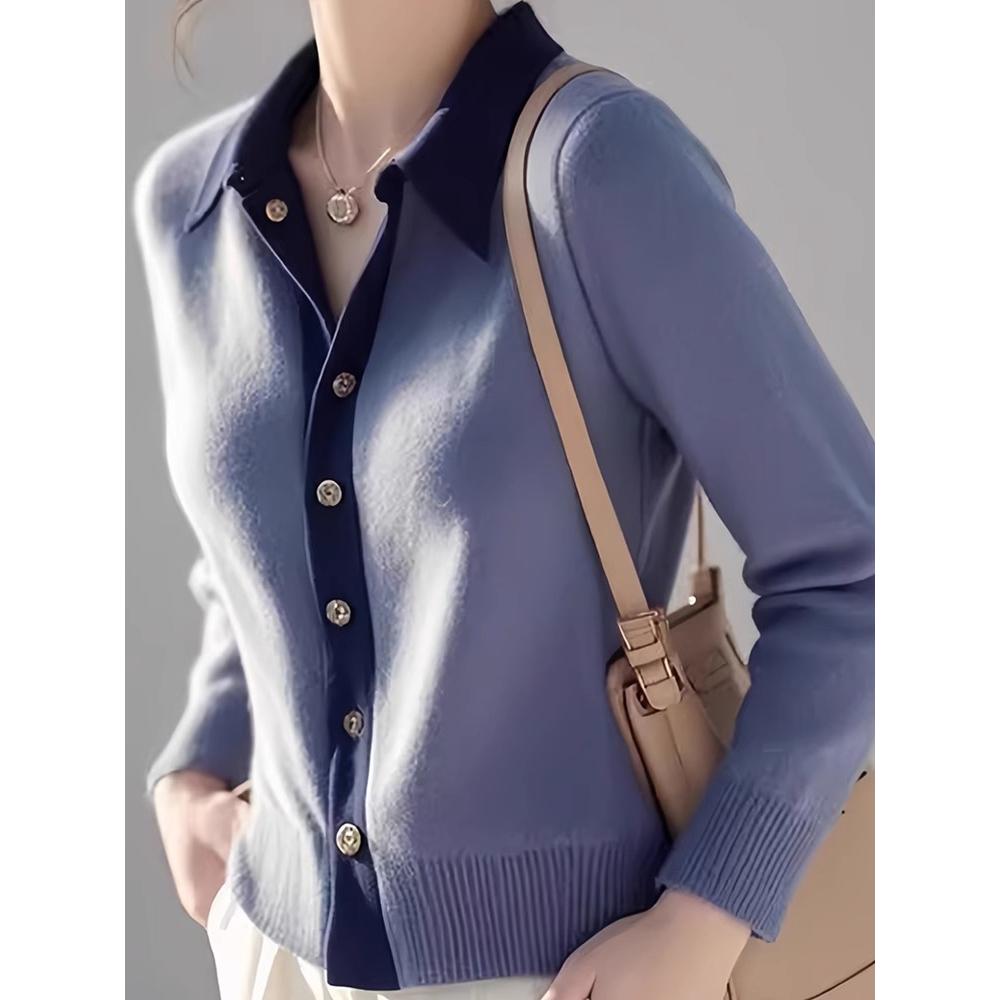 Blue knitted tops unique France style cardigan for women