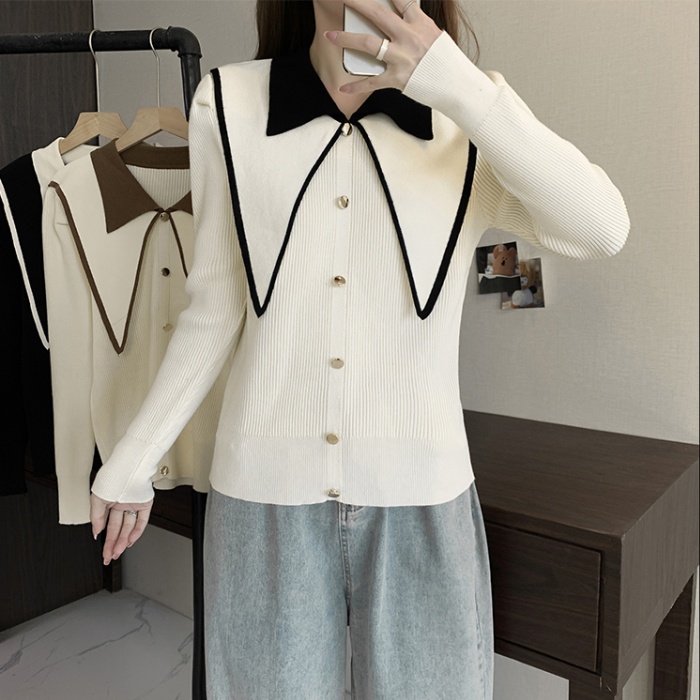 Autumn and winter college style doll collar tops