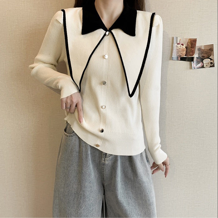 Autumn and winter college style doll collar tops