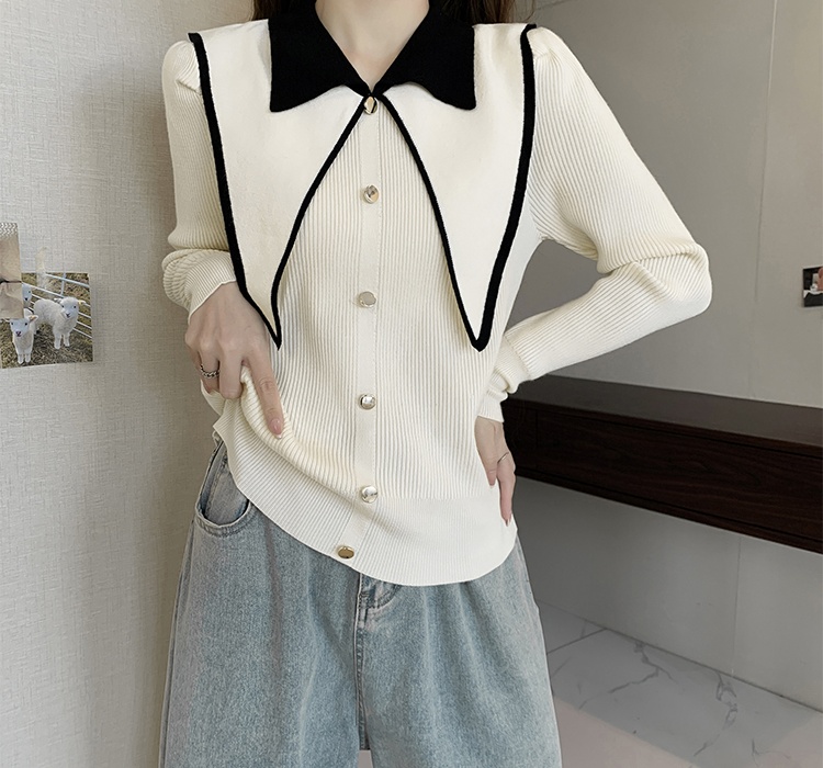 Autumn and winter college style doll collar tops