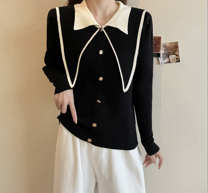 Autumn and winter college style doll collar tops