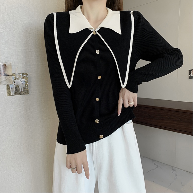 Autumn and winter college style doll collar tops