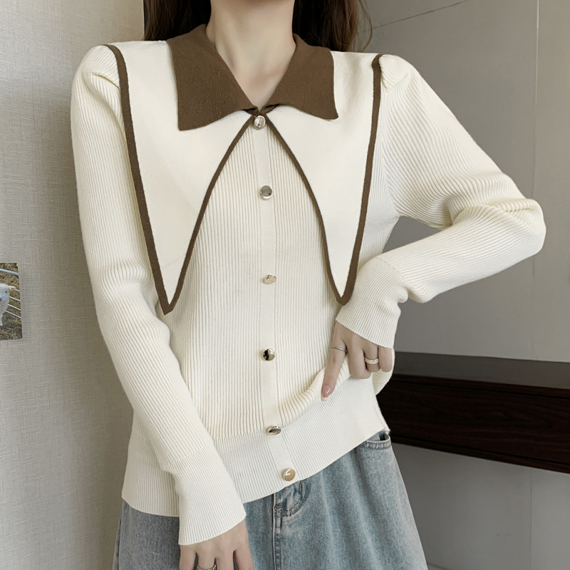 Autumn and winter college style doll collar tops