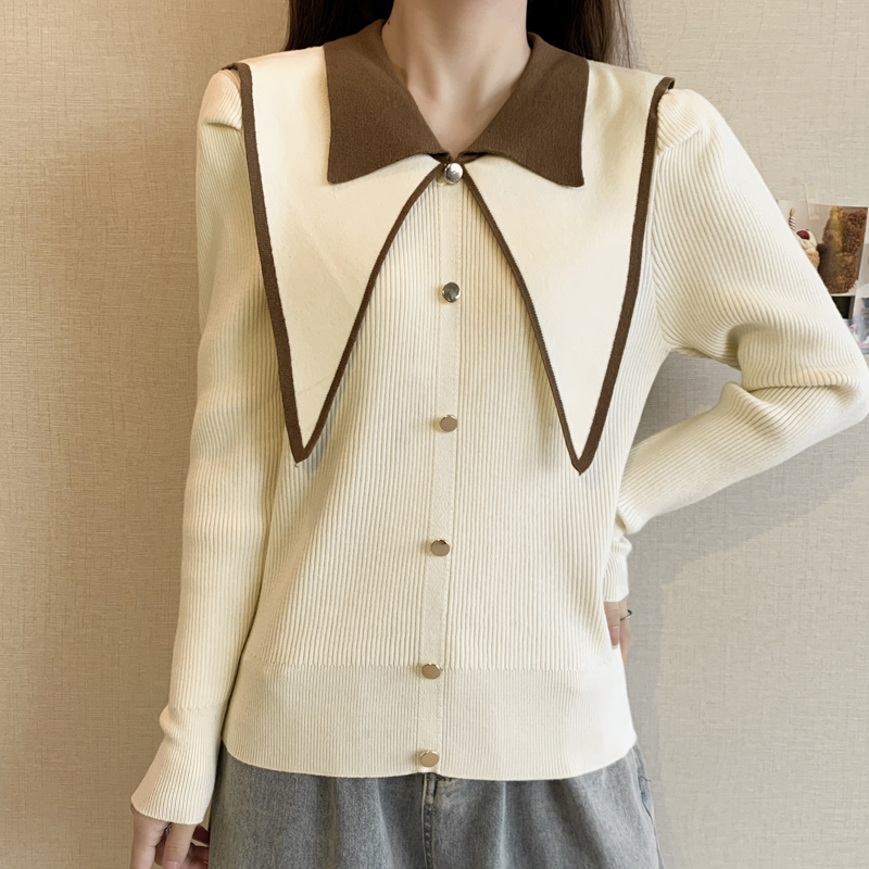 Autumn and winter college style doll collar tops