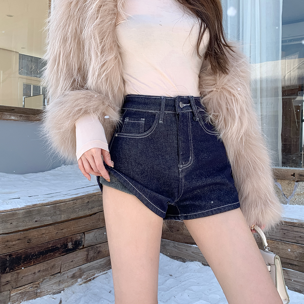 Plus velvet Korean style thick shorts for women