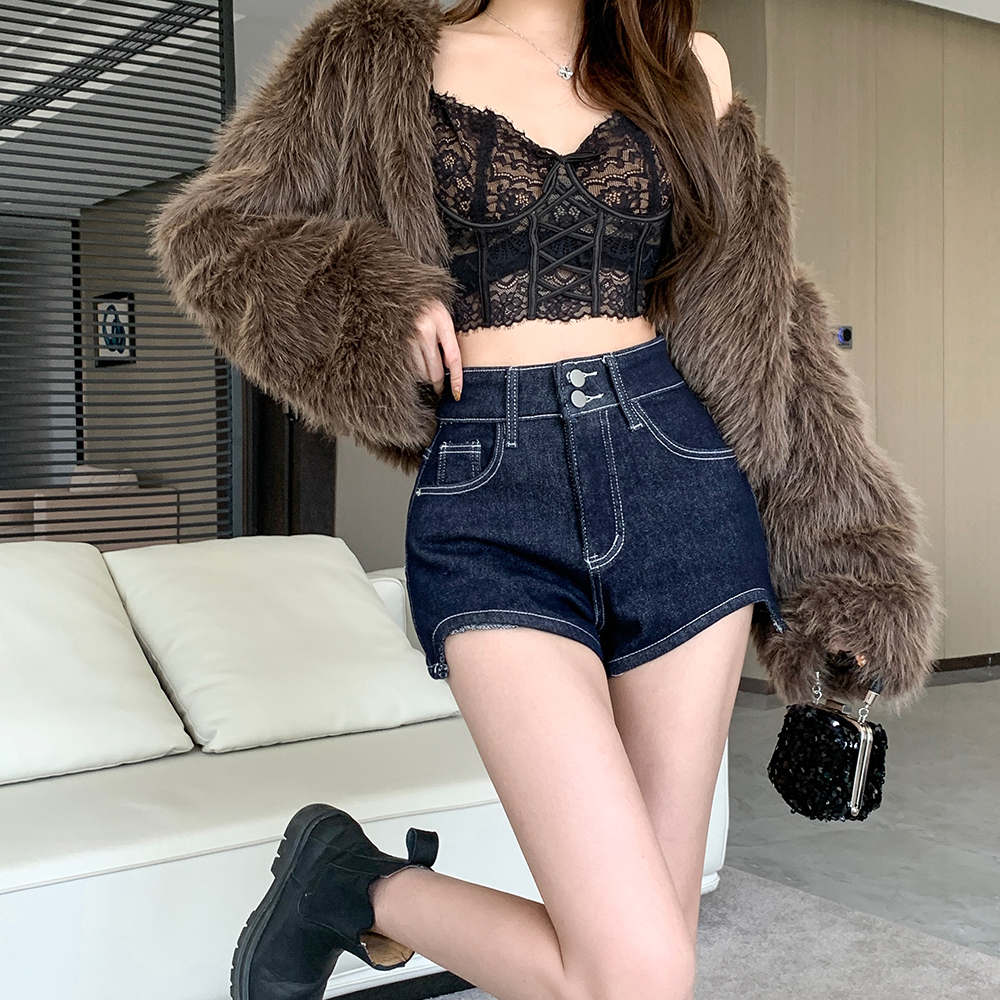 Spicegirl high waist short jeans thermal slim shorts