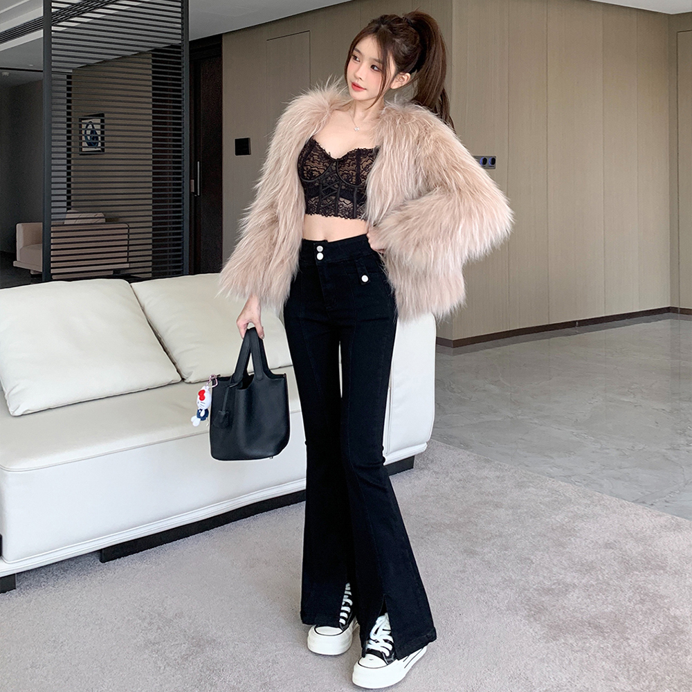 Micro speaker high waist pants autumn jeans for women