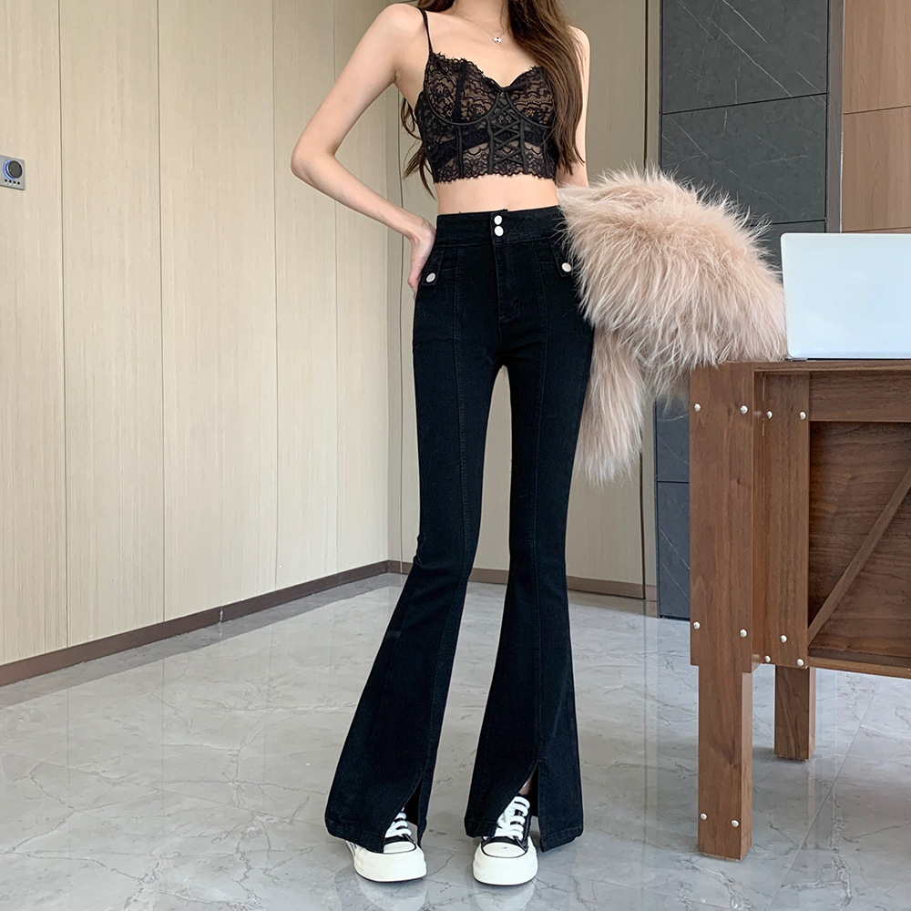 Micro speaker high waist pants autumn jeans for women