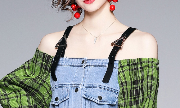 Autumn and winter splice strap dress denim dress