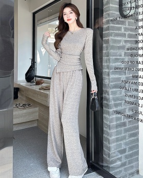 Fashion wide leg pants Casual T-shirt a set for women