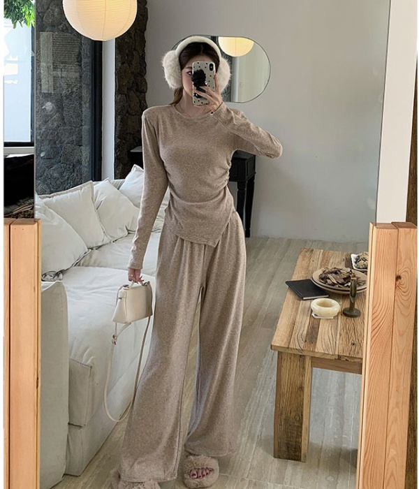 Fashion wide leg pants Casual T-shirt a set for women