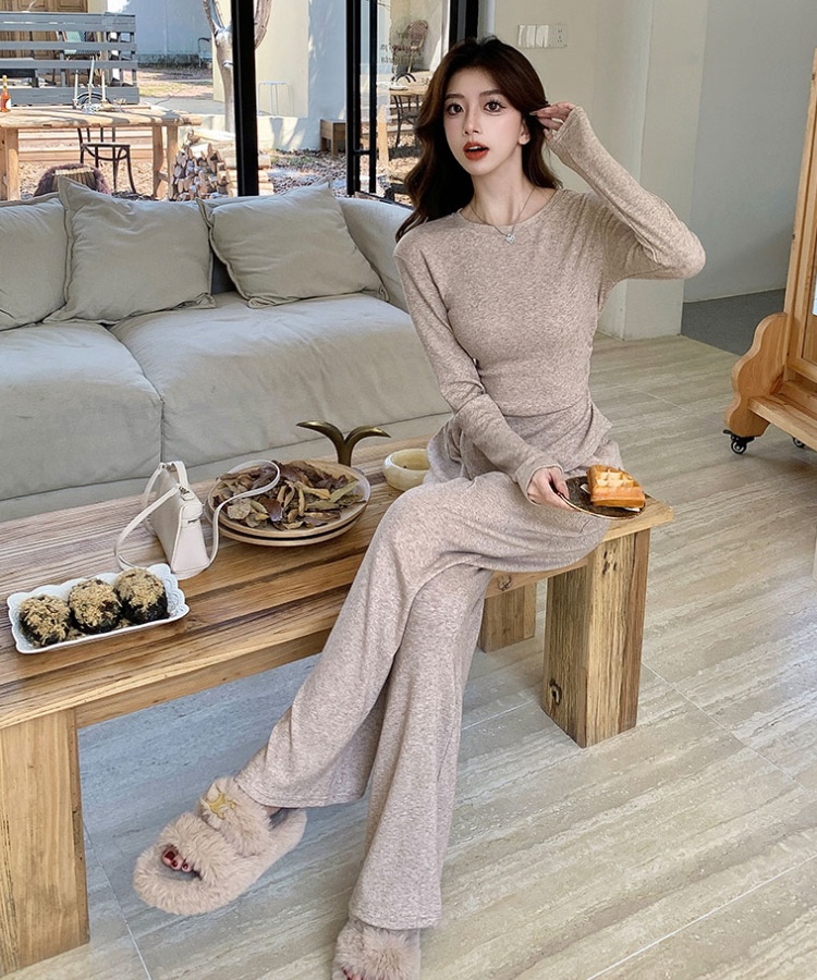 Fashion wide leg pants Casual T-shirt a set for women