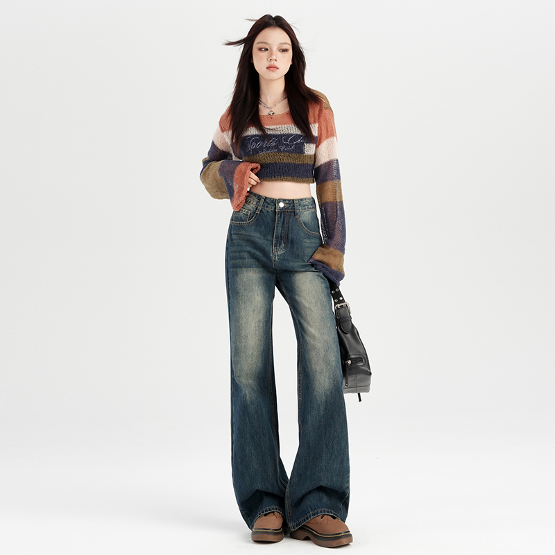 Slim autumn spicegirl jeans straight mopping pants for women