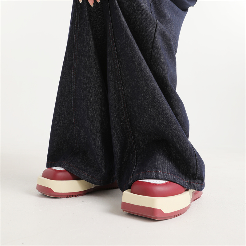 Wide leg mopping pants flanging navy blue jeans for women